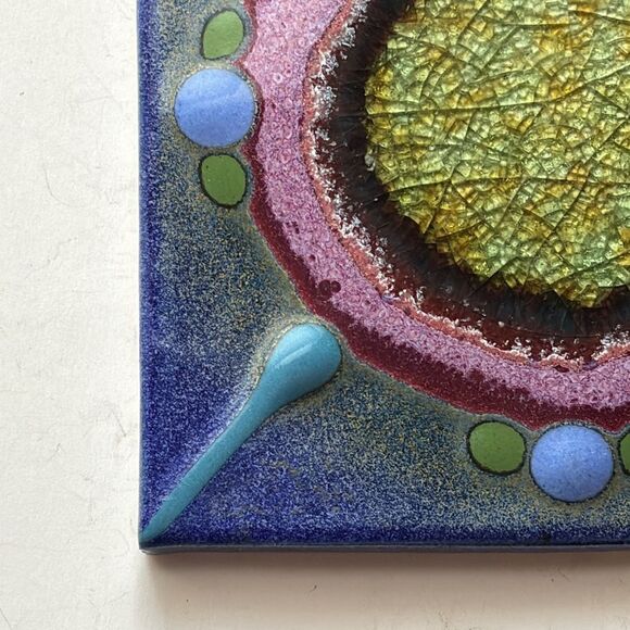 Matthew Patton Decorative Art Tile Trivet Vibrant Colors in Abstract 6x6 - Picture 4 of 7